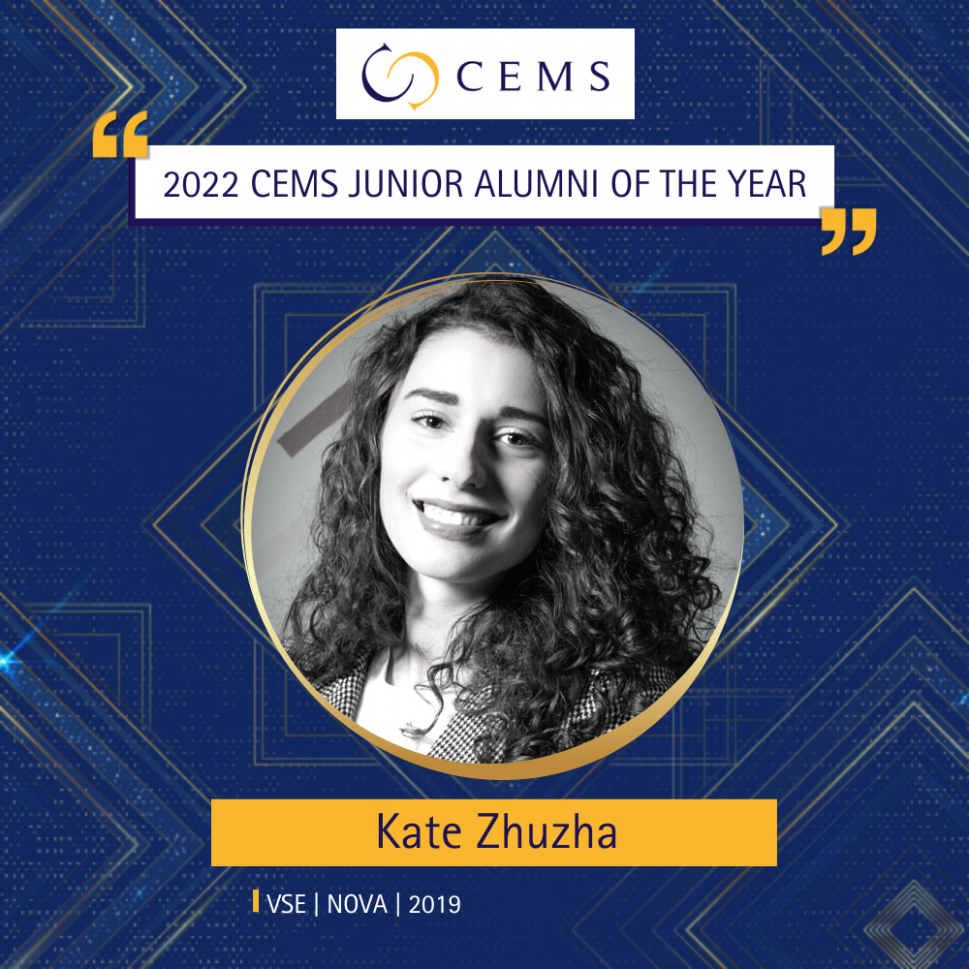 Absolventka CEMS VŠE Kate Zhuzha se stala 2022 CEMS Junior Alumni of the Year