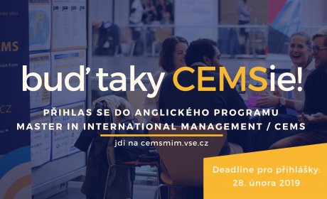 Deadline pro přihlašování do magisterského programu CEMS /28. 2./